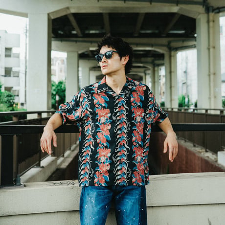 OV FLOWER STRIPED PATTERN S/S SHIRT