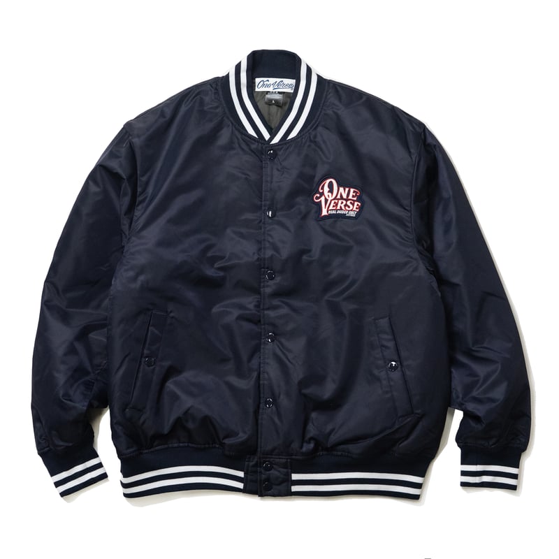 WAPPEN & EMBROIDERY NYLON STADIUM JKT 【NAVY】 |
