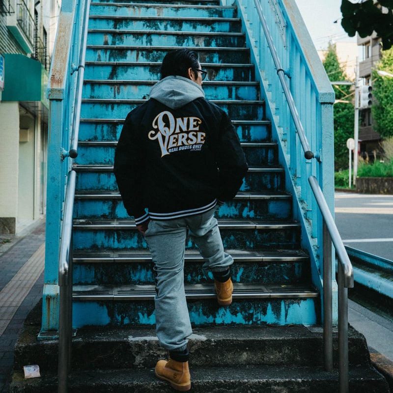 WAPPEN & EMBROIDERY NYLON STADIUM JKT 【BLACK】 |