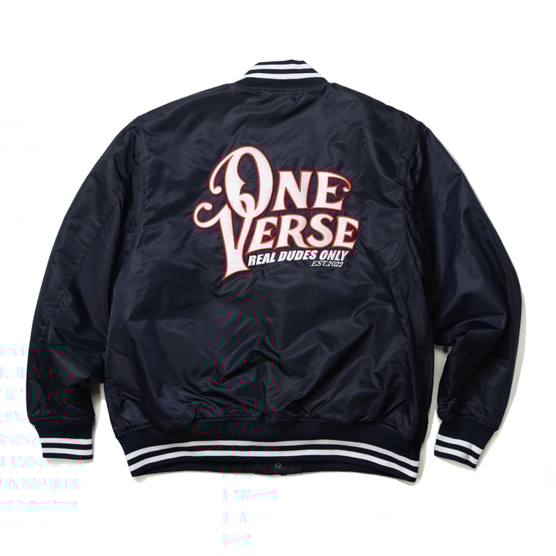 WAPPEN & EMBROIDERY NYLON STADIUM JKT 【NAVY】 |