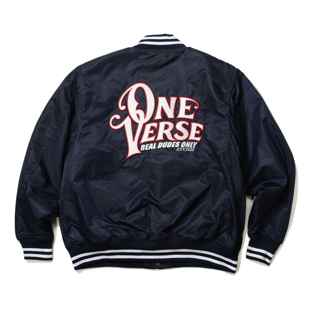 WAPPEN & EMBROIDERY NYLON STADIUM JKT 【NAVY】 |