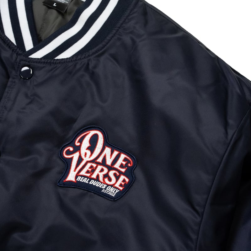 WAPPEN & EMBROIDERY NYLON STADIUM JKT 【NAVY】 |