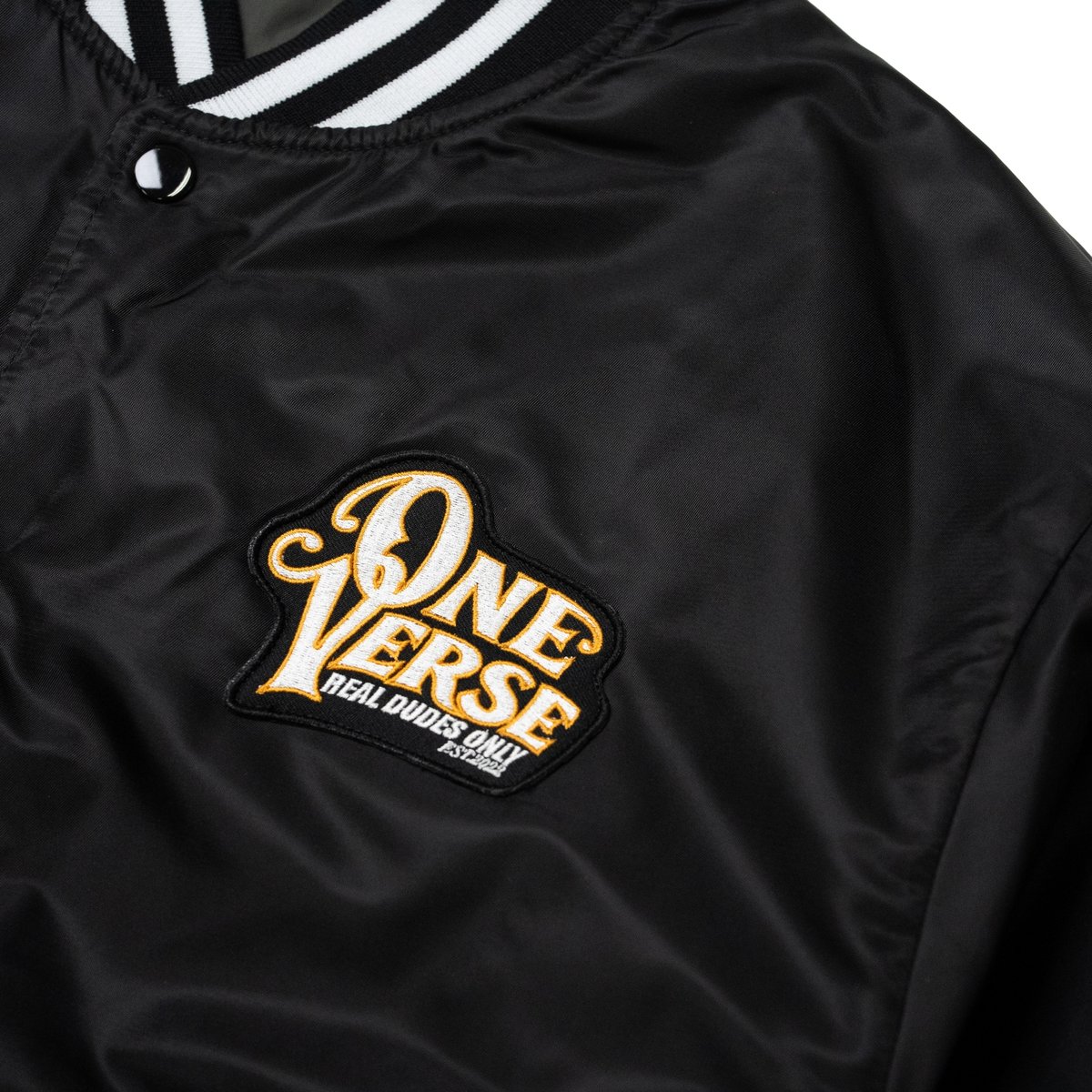 WAPPEN & EMBROIDERY NYLON STADIUM JKT 【BLACK】 |