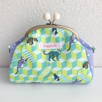 Cat&Stepsがま口バッグ(グリーン)