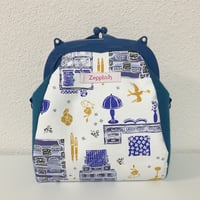 昭和99年(青)プラスチック口金がま口バッグ
