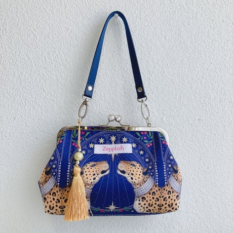 Beast・レオパード(navy)クラッチバッグ