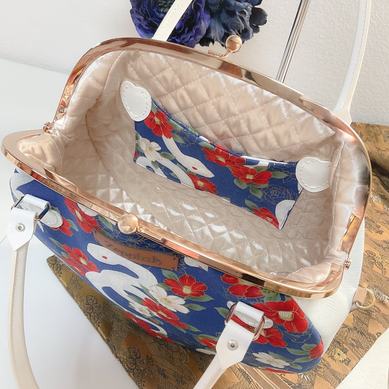 白蛇(ブルー)がま口バッグ | Zeppink