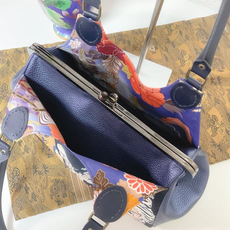 がしゃどくろ(紺)がま口バッグ