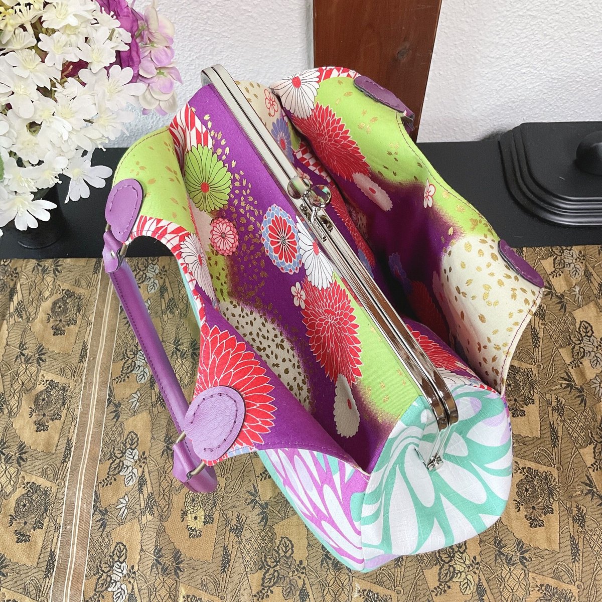 ♡新作♡着せ替えあおりがま口バック　ジョリーフルール 祝福(ブラック)あおりがま口バッグ | Zeppink