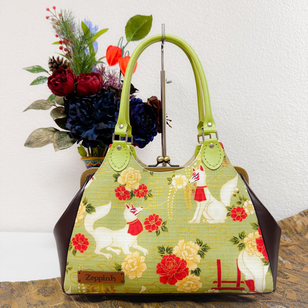 お稲荷さまがま口バッグ(緑) | Zeppink