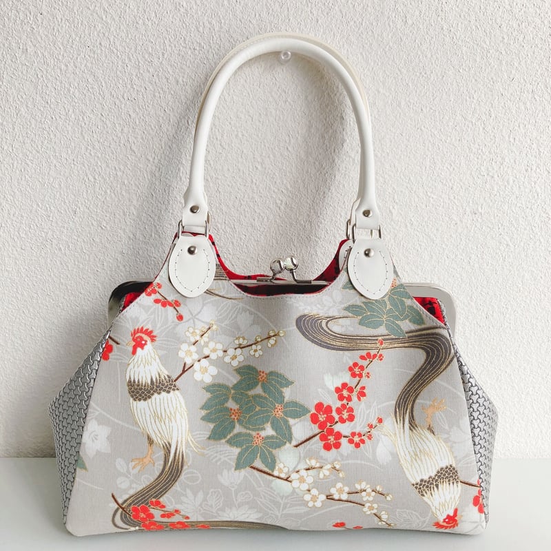 尾長鶏(白)がま口バッグ | Zeppink