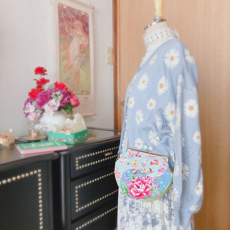 Sweets&Retro(ミント)がま口ショルダーバッグ