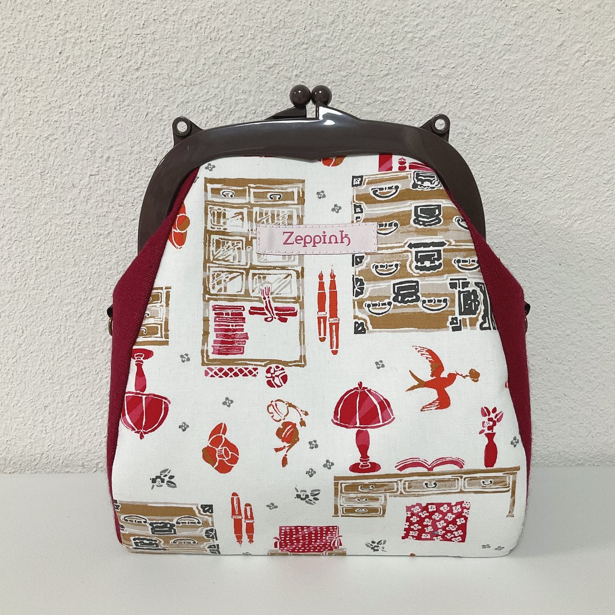 昭和レトロ　ドクターバック　ガマ口　当時の中身一部あり　昭和初期 昭和レトロな小鳥ちゃん 2wayがま口ショルダーバッグ 2wayバッグ