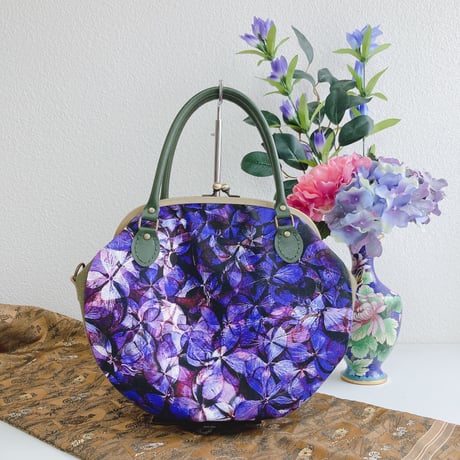しずかの庭-紫陽花-(紫)がま口バッグ
