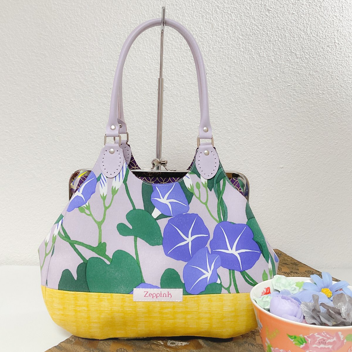 ハンドメイド☆あおりがま口バッグ☆ばら柄 ハンドメイド☆あおりがま口バッグ☆ばら柄 - メルカリ