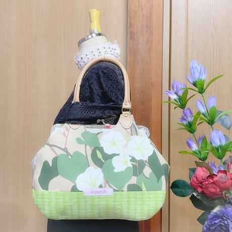 夜の顔(麹色)あおりがま口バッグ