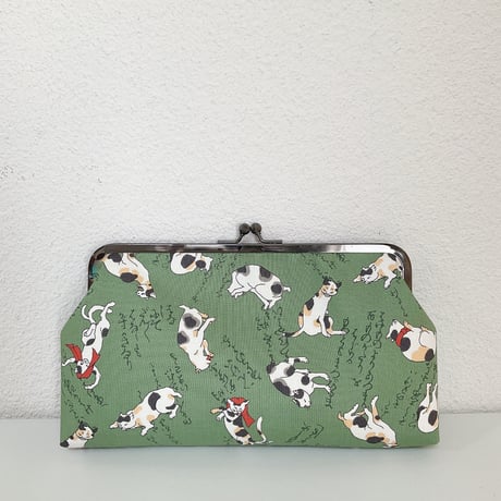 浮世絵あやかし猫(若草色)クラッチバッグ