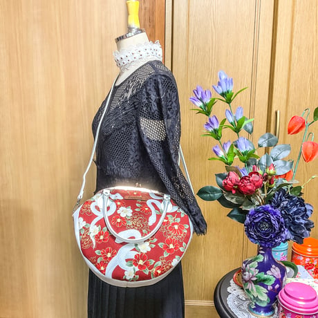 白蛇(レッド)がま口バッグ