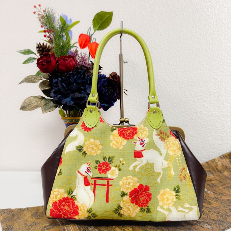 Zeppink がま口バッグ お稲荷さまがま口バッグ(緑) | Zeppink