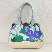 朝の顔(空色)あおりがま口バッグ