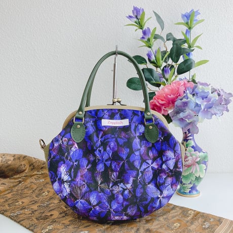 しずかの庭-紫陽花-(紫)がま口バッグ