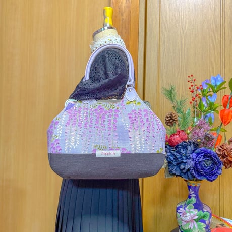 祝福(ラベンダー)あおりがま口バッグ