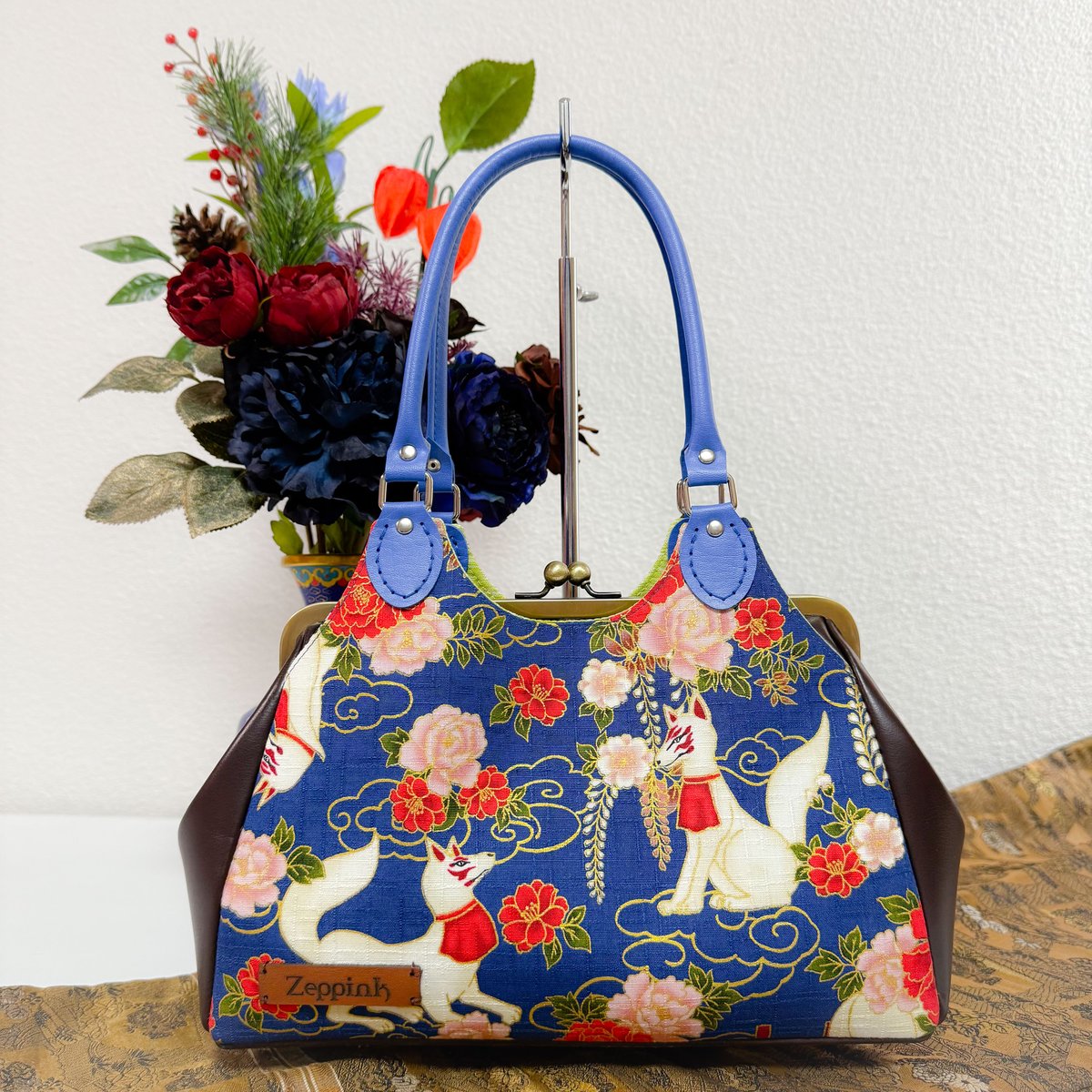 Zeppink がま口バッグ お稲荷さまがま口バッグ(青) | Zeppink