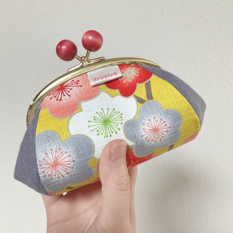 恋心(黄)がま口ポーチ