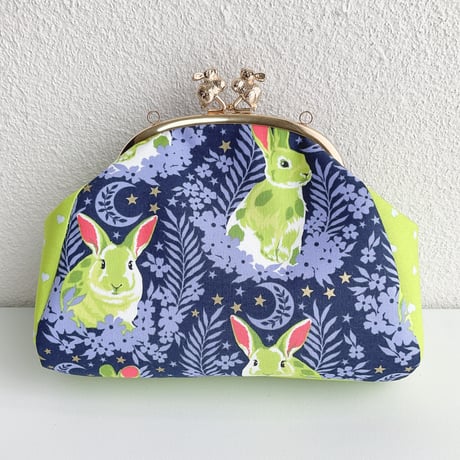Rabbit&Moonがま口バッグ(グリーン)