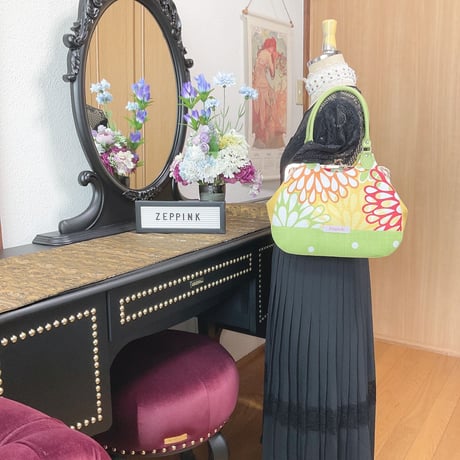 Sparkle菊柄あおりがま口バッグ・イエロー