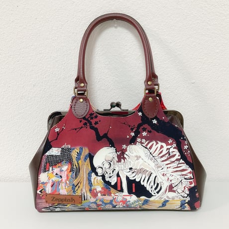 がしゃどくろ(えんじ)がま口バッグ