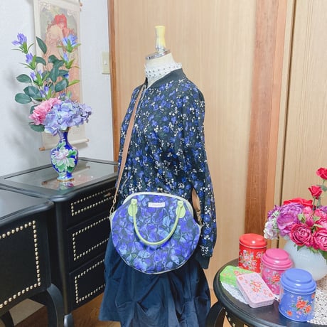 しずかの庭-紫陽花-(青)がま口バッグ