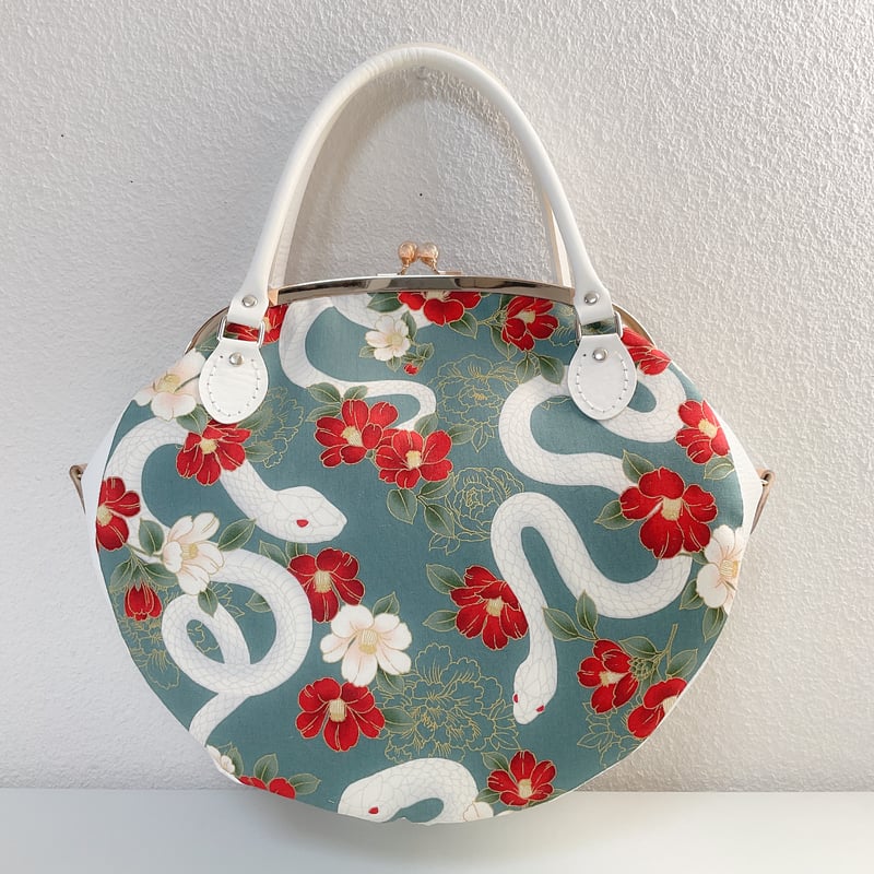 Zeppink がま口バッグ 白蛇(ブラック)がま口バッグ | Zeppink