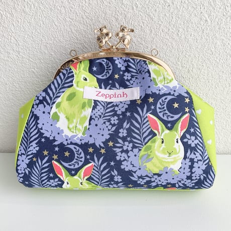 Rabbit&Moonがま口バッグ(グリーン)