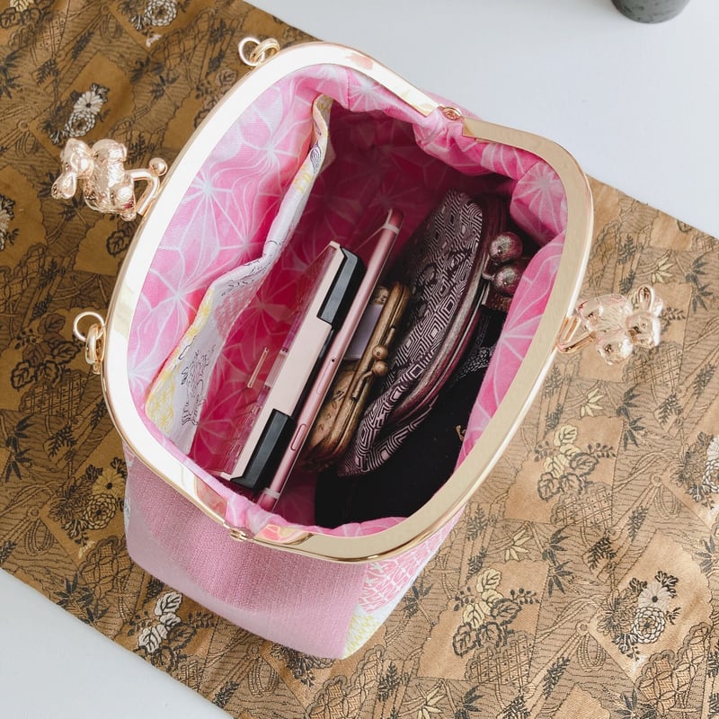 鳥獣戯画柄がま口バッグ(紺A) | Zeppink