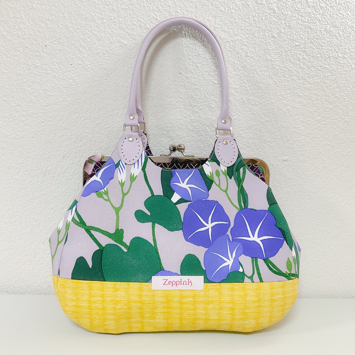 ♡まゆりーな♡ビックサイズ両面表面2weyあおりがま口リュックハンドメイド 朝の顔(薄紫)あおりがま口バッグ | Zeppink