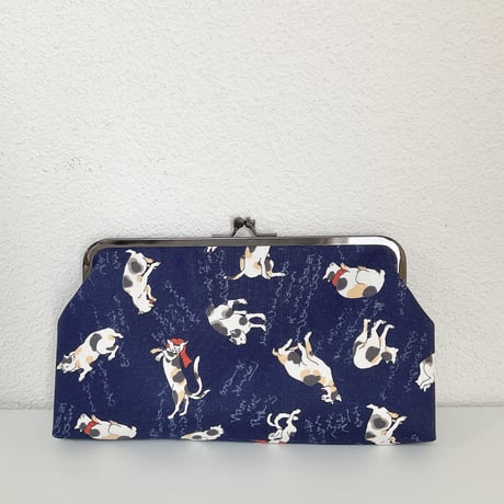 浮世絵あやかし猫(紺色)クラッチバッグ