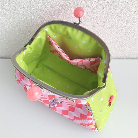Cat&Stepsがま口バッグ(ピンク)