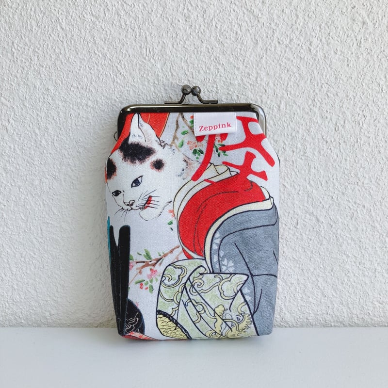 はこせこ がま口ポーチ 妖怪猫 浮世絵 着物 710