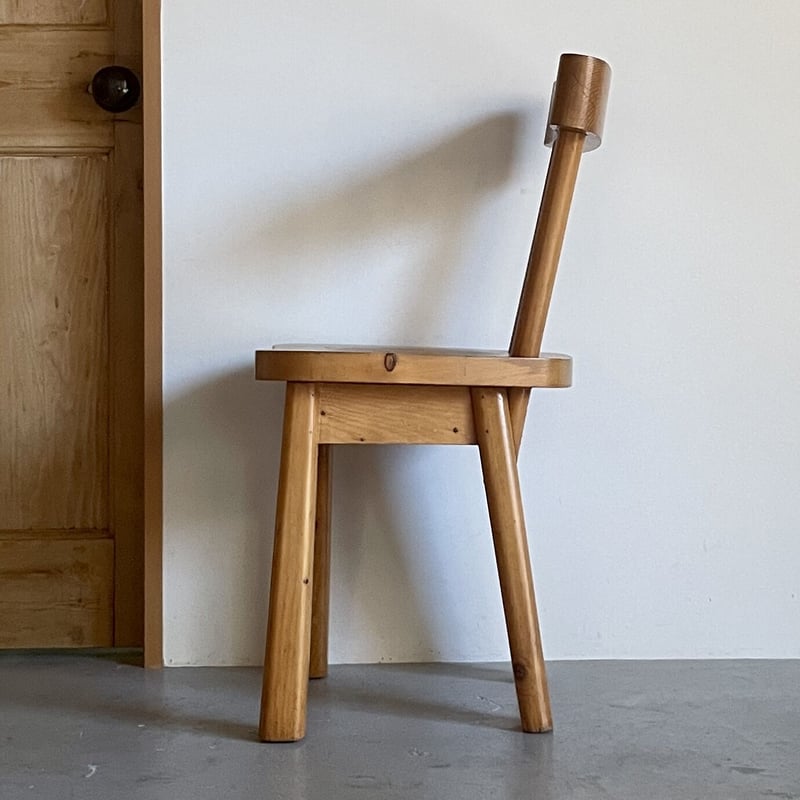 Solid Pine Chair / Rene Faublee / c.1950 France