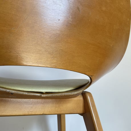 ［※PRICE/ASK］Tonneau Chair-Wood Leg-Palegreen Seat / Pierre Guariche