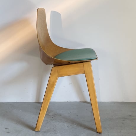 ［※PRICE/ASK］Tonneau Chair-Wood Leg-Green Seat / Pierre Guariche