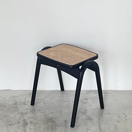 No,202R "Stacking Stool-Rattan" Black painted/ Isamu Kenmochi