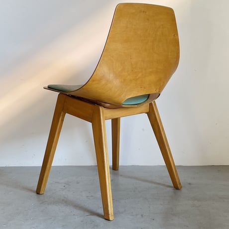 ［※PRICE/ASK］Tonneau Chair-Wood Leg-Green Seat / Pierre Guariche
