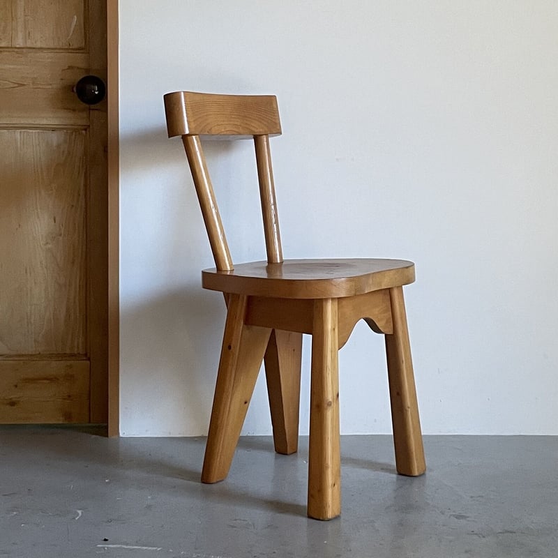 Solid Pine Chair / Rene Faublee / c.1950 France