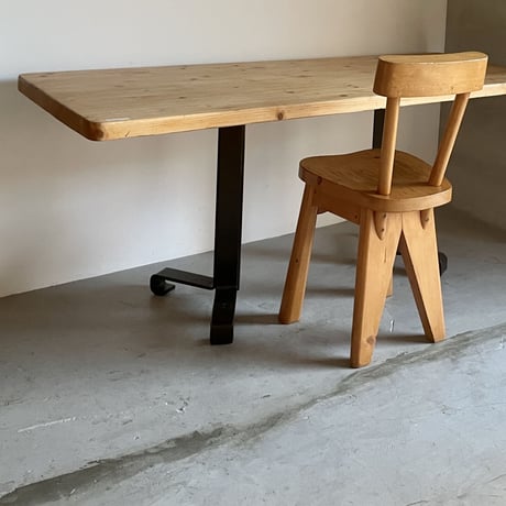 Solid Pine Chair / Rene Faublee / c.1950 France