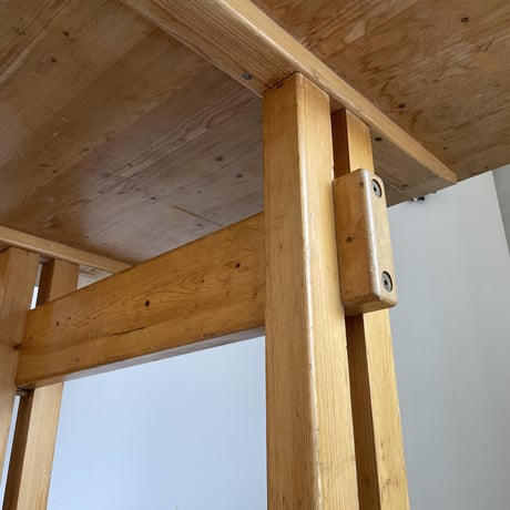 Solid Pine Table 1200 for "Les Arcs"-2 / Charlotte Perriand