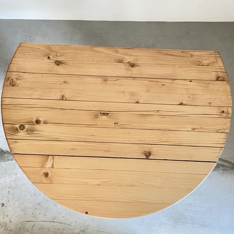 Solid Pine Round Drop Leaf Table / from Residence in Arc 2000 / France c.1980