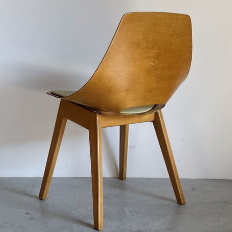 ［※PRICE/ASK］Tonneau Chair-Wood Leg-Palegreen Seat / Pierre Guariche