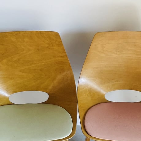 ［※PRICE/ASK］Tonneau Chair-Wood Leg-Palegreen Seat / Pierre Guariche